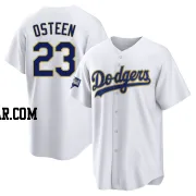 Claude Osteen Men's Los Angeles Dodgers White/Gold Replica 2021 Gold Program Player Jersey