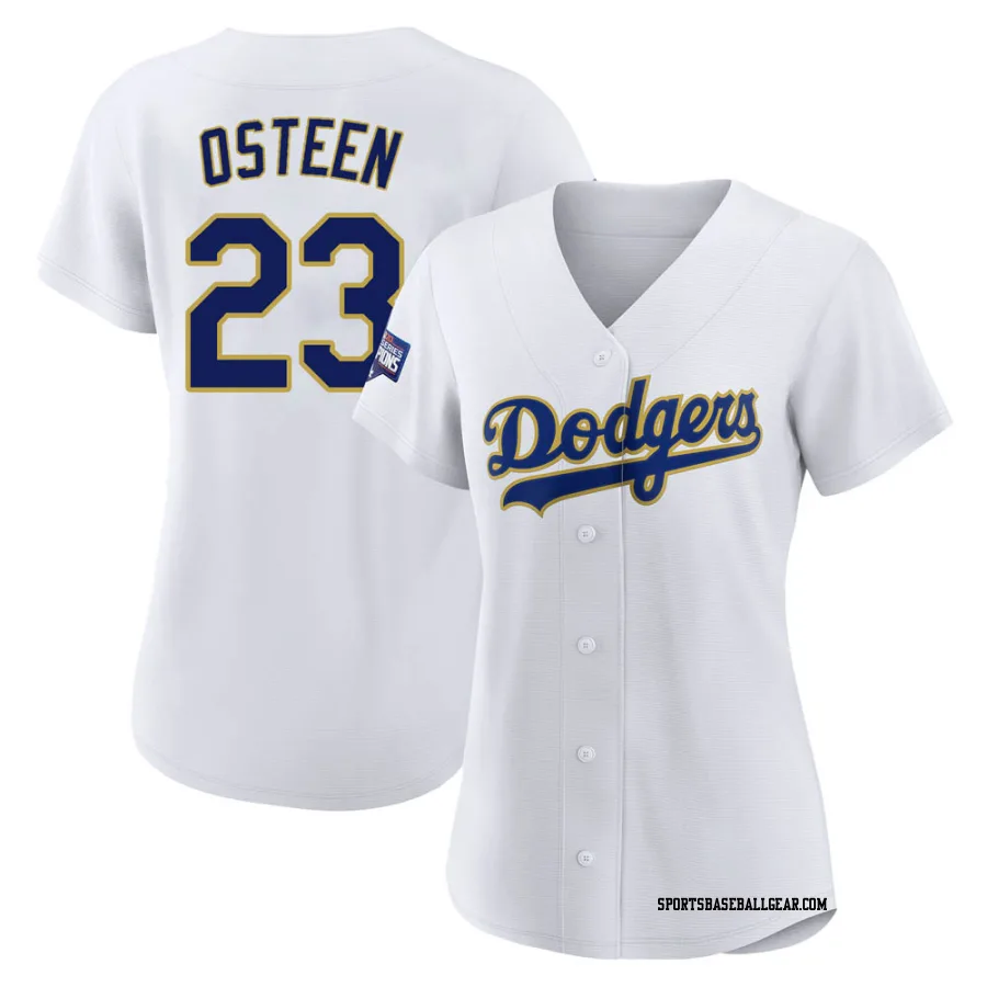 Claude Osteen Women's Los Angeles Dodgers White/Gold Authentic 2021 Gold Program Player Jersey