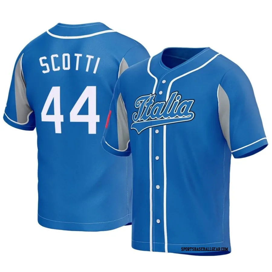 Claudio Scotti Men's Italy Baseball Royal Replica 2023 World Baseball Classic Jersey