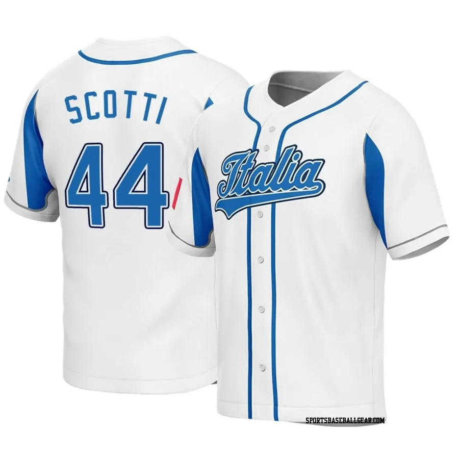 Claudio Scotti Youth Italy Baseball White Replica 2023 World Baseball Classic Jersey