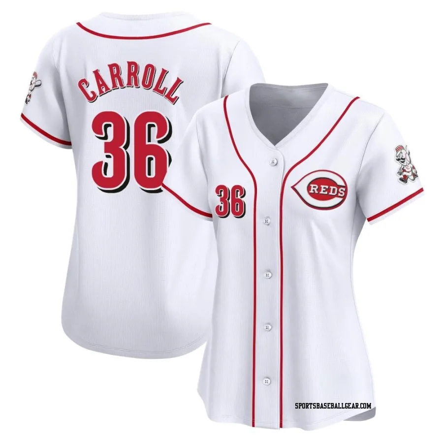 Clay Carroll Women's Cincinnati Reds White Limited Home Jersey