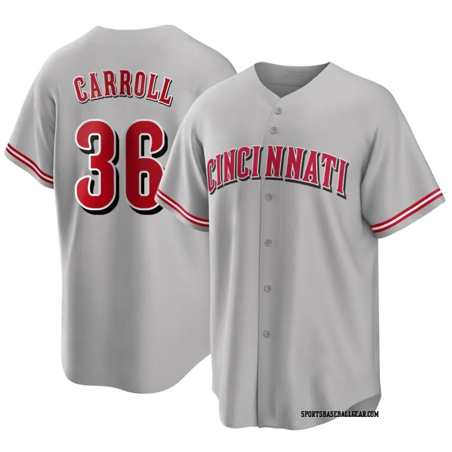 Clay Carroll Youth Cincinnati Reds Gray Replica Road Jersey