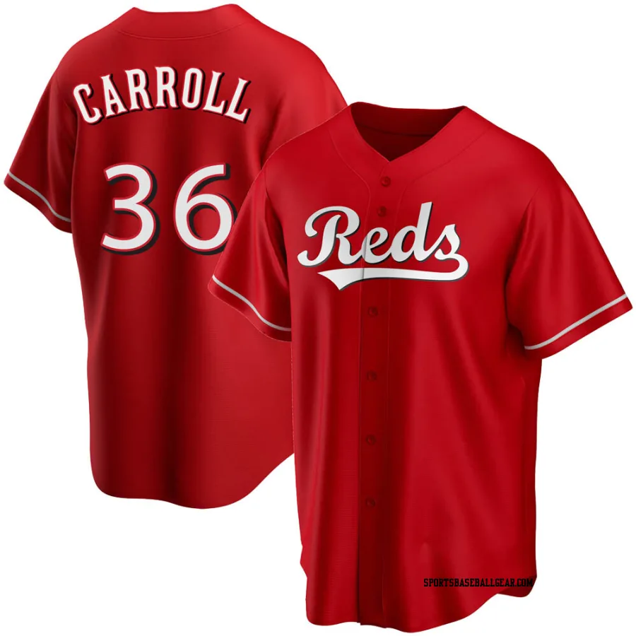 Clay Carroll Youth Cincinnati Reds Red Replica Alternate Jersey