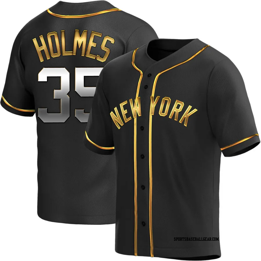 Clay Holmes Men's New York Yankees Black Golden Replica Alternate Jersey