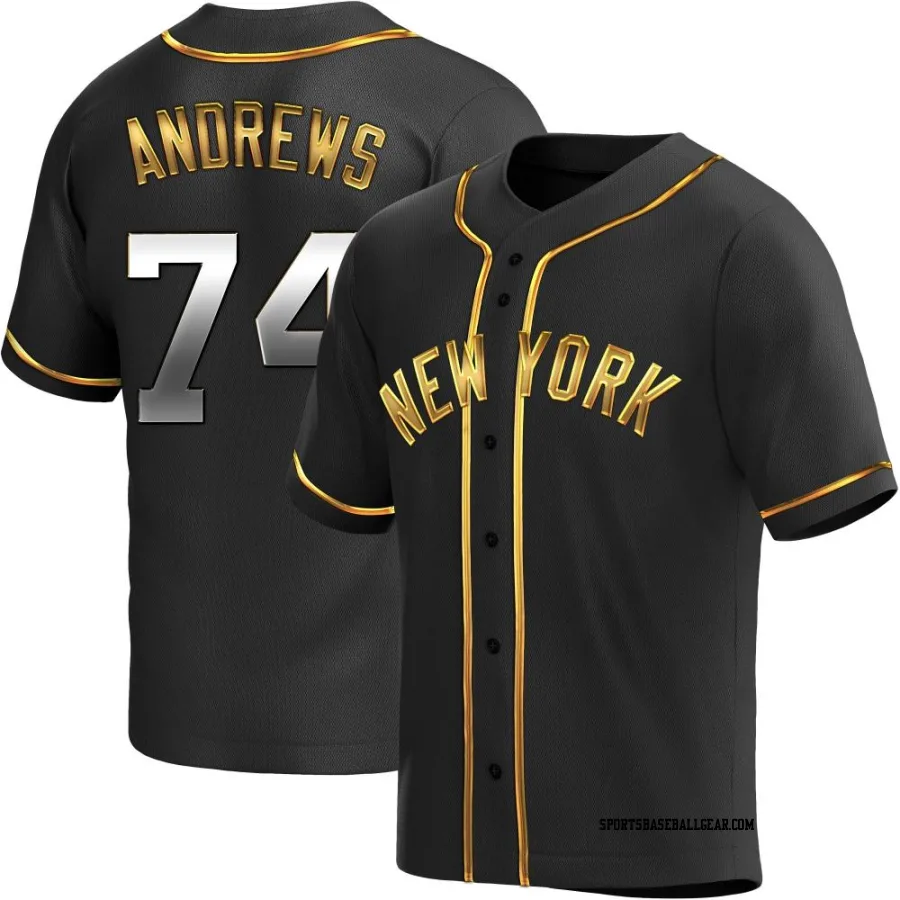 Clayton Andrews Men's New York Yankees Black Golden Replica Alternate Jersey