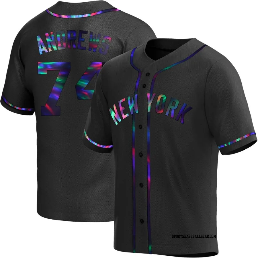 Clayton Andrews Youth New York Yankees Black Holographic Replica Alternate Jersey