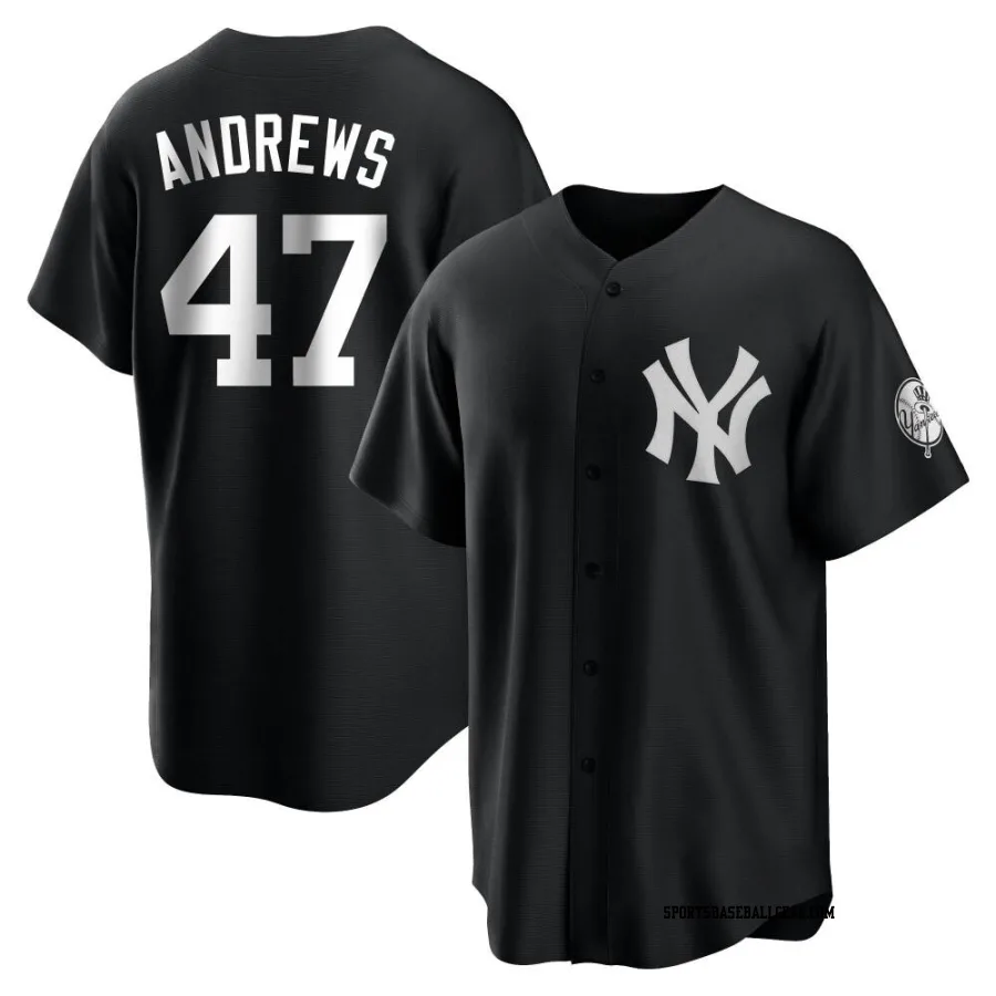 Clayton Andrews Youth New York Yankees Black/White Replica Jersey