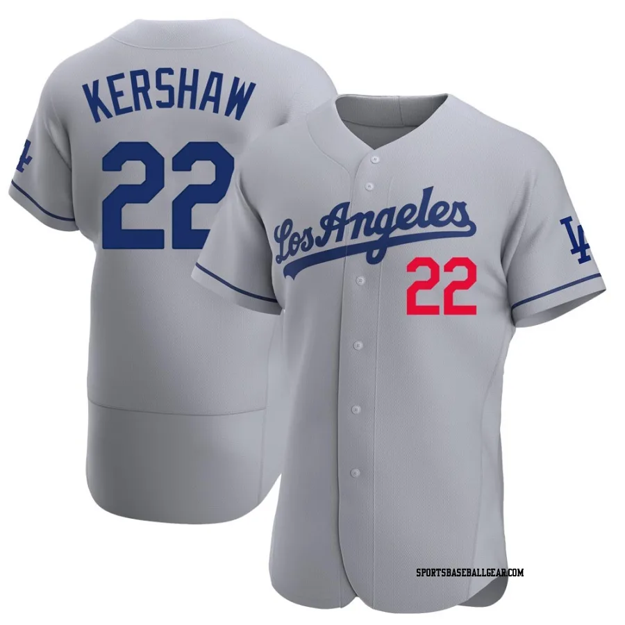 Clayton Kershaw Men's Los Angeles Dodgers Gray Authentic Away Jersey