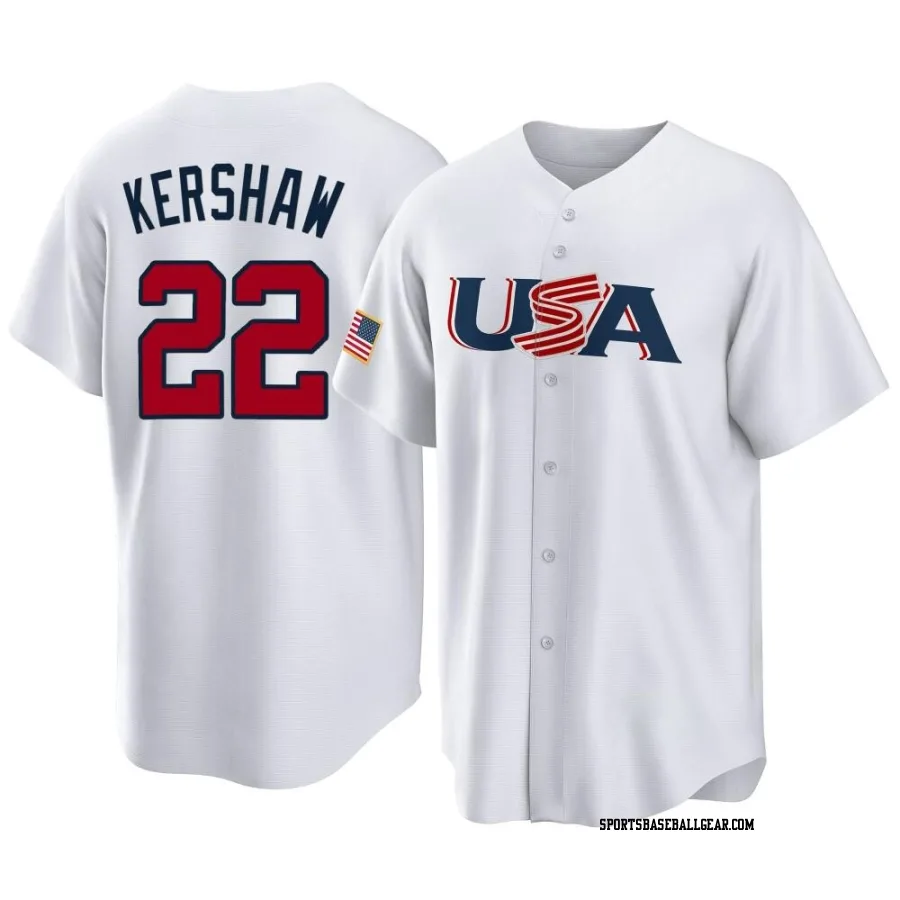 Clayton Kershaw Men's USA Baseball White Replica 2023 World Baseball Classic Jersey