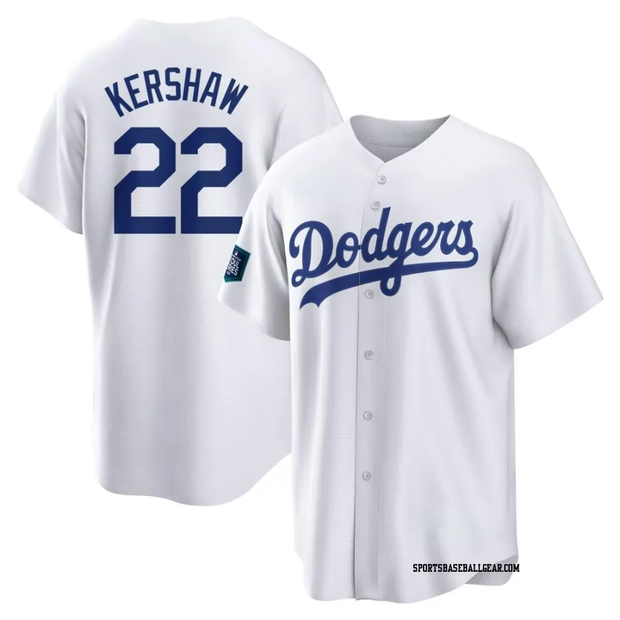 Clayton Kershaw Youth Los Angeles Dodgers White Replica 2024 World Tour Seoul Series Home Jersey