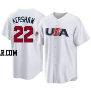 Clayton Kershaw Youth Los Angeles Dodgers White Replica USA Baseball 2023 World Baseball Classic Jersey