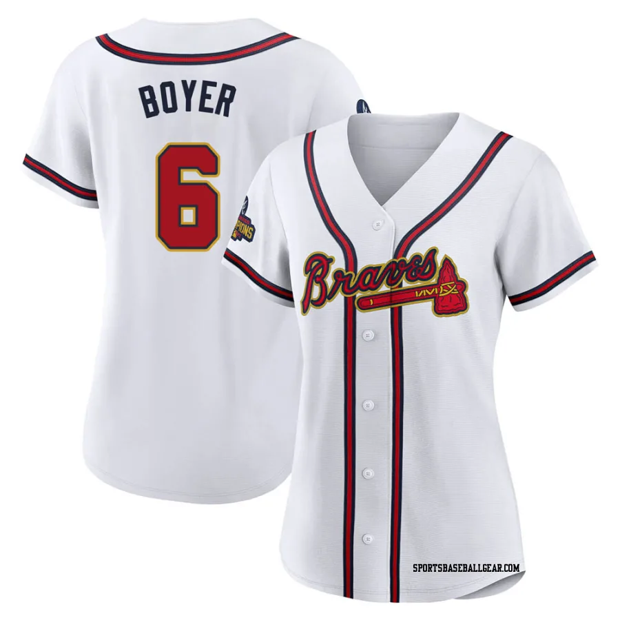 Clete Boyer Women's Atlanta Braves Gold Authentic White 2022 Program Jersey