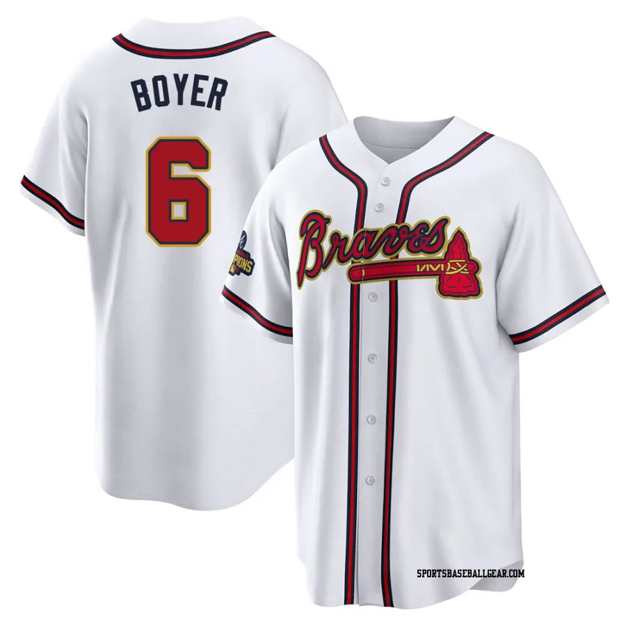 Clete Boyer Youth Atlanta Braves Gold Replica White 2022 Program Jersey