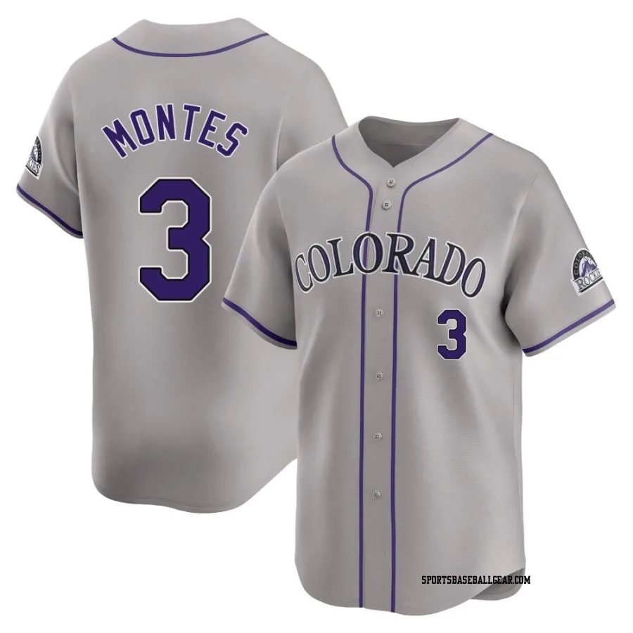 Coco Montes Men's Colorado Rockies Gray Limited Road Jersey