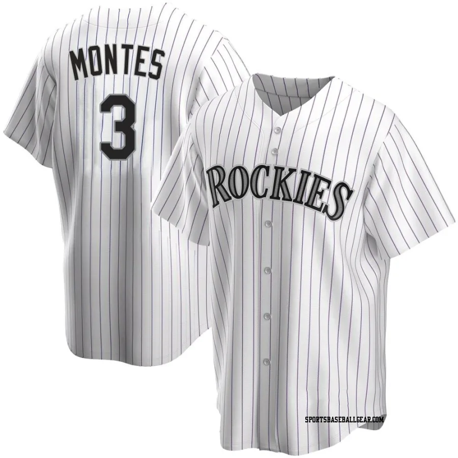 Coco Montes Men's Colorado Rockies White Replica Home Jersey