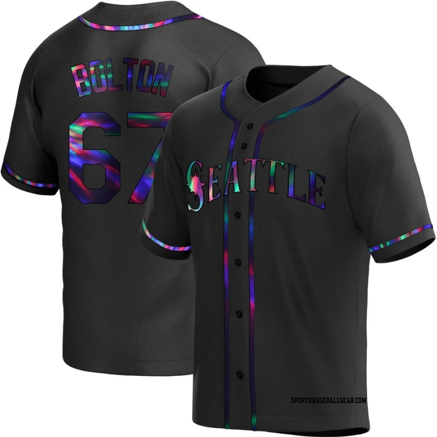 Cody Bolton Men's Seattle Mariners Black Holographic Replica Alternate Jersey