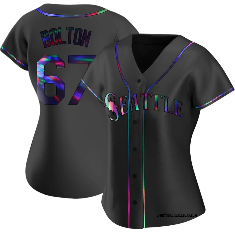 Cody Bolton Women's Seattle Mariners Black Holographic Replica Alternate Jersey