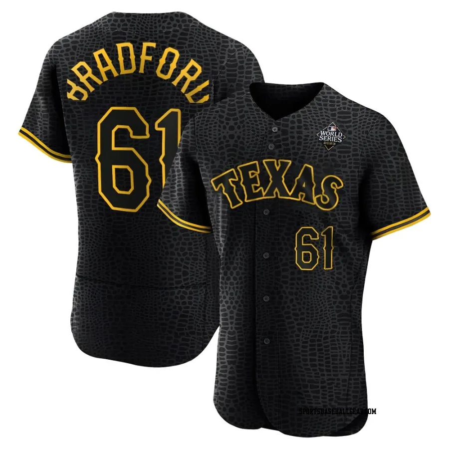 Cody Bradford Men's Texas Rangers Black Authentic Snake Skin City 2023 World Series Jersey