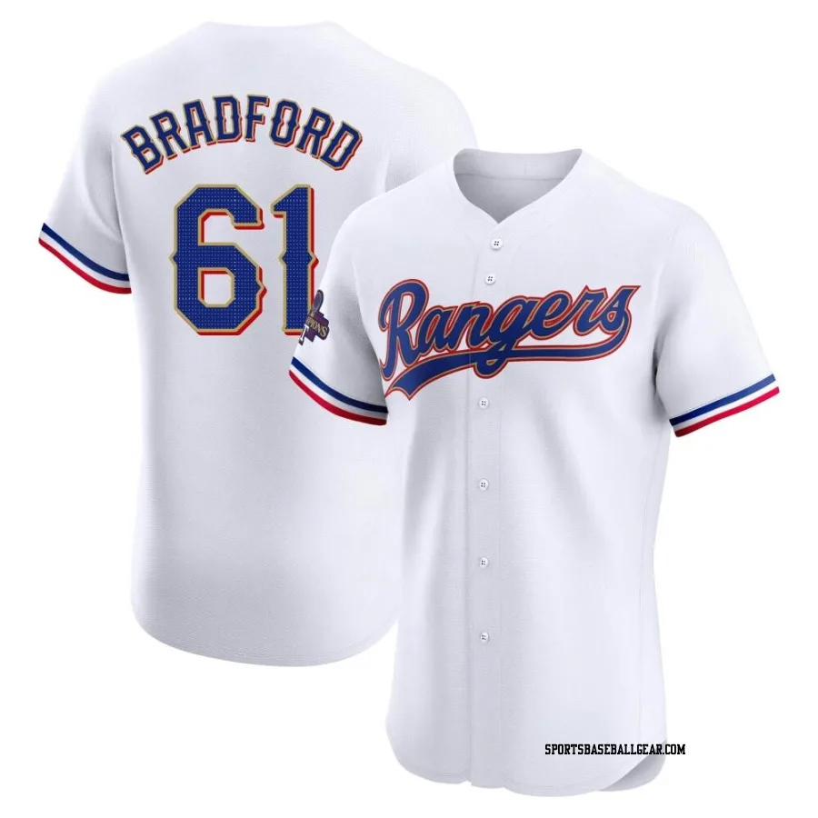 Cody Bradford Men's Texas Rangers Gold Elite White 2024 Collection Jersey