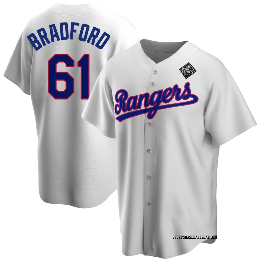 Cody Bradford Men's Texas Rangers White Replica Home Cooperstown Collection 2023 World Series Jersey