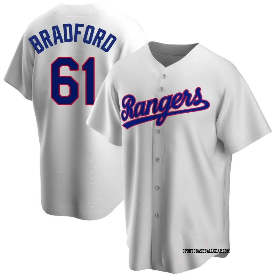 Cody Bradford Men's Texas Rangers White Replica Home Cooperstown Collection Jersey