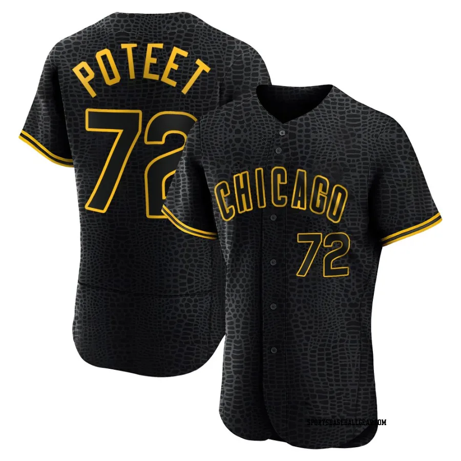 Cody Poteet Men's Chicago Cubs Black Authentic Snake Skin City Jersey