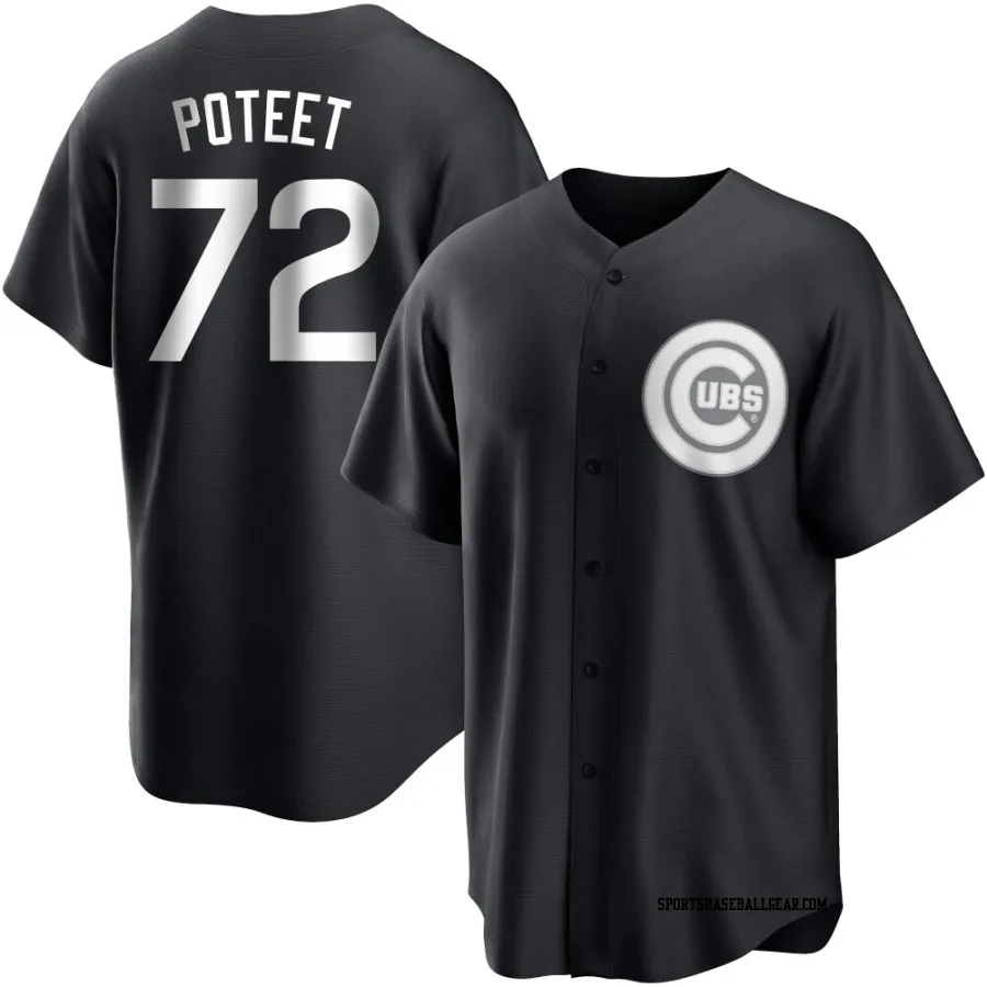 Cody Poteet Men's Chicago Cubs Black/White Replica Jersey