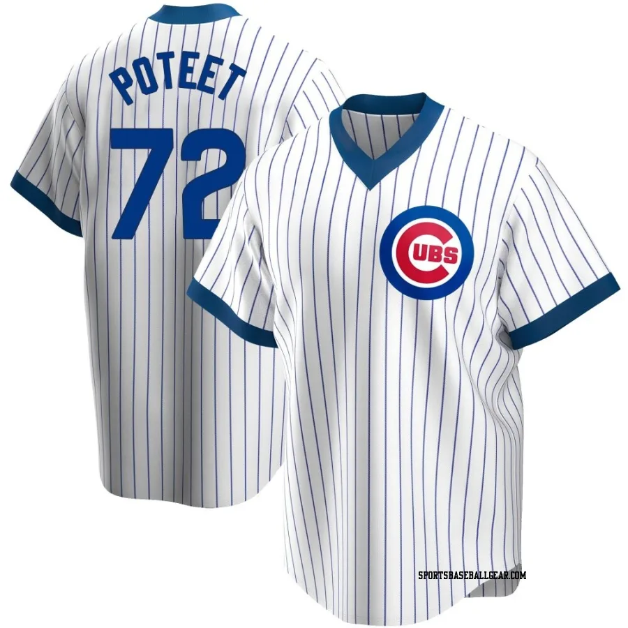 Cody Poteet Men's Chicago Cubs White Replica Home Cooperstown Collection Jersey