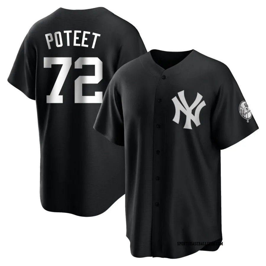 Cody Poteet Men's New York Yankees Black/White Replica Jersey