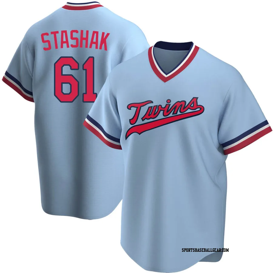 Cody Stashak Men's Minnesota Twins Light Blue Replica Road Cooperstown Collection Jersey