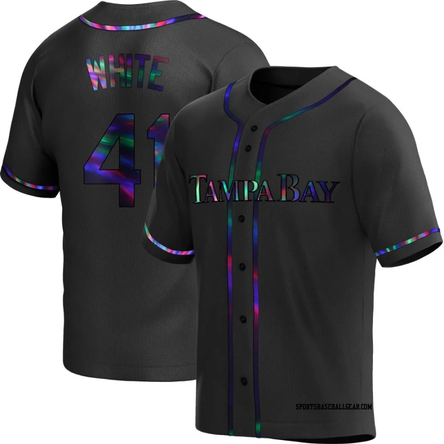 Colby White Men's Tampa Bay Rays Black Holographic Replica Alternate Jersey