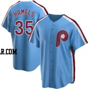 Cole Hamels Men's Philadelphia Phillies Light Blue Replica Road Cooperstown Collection Jersey