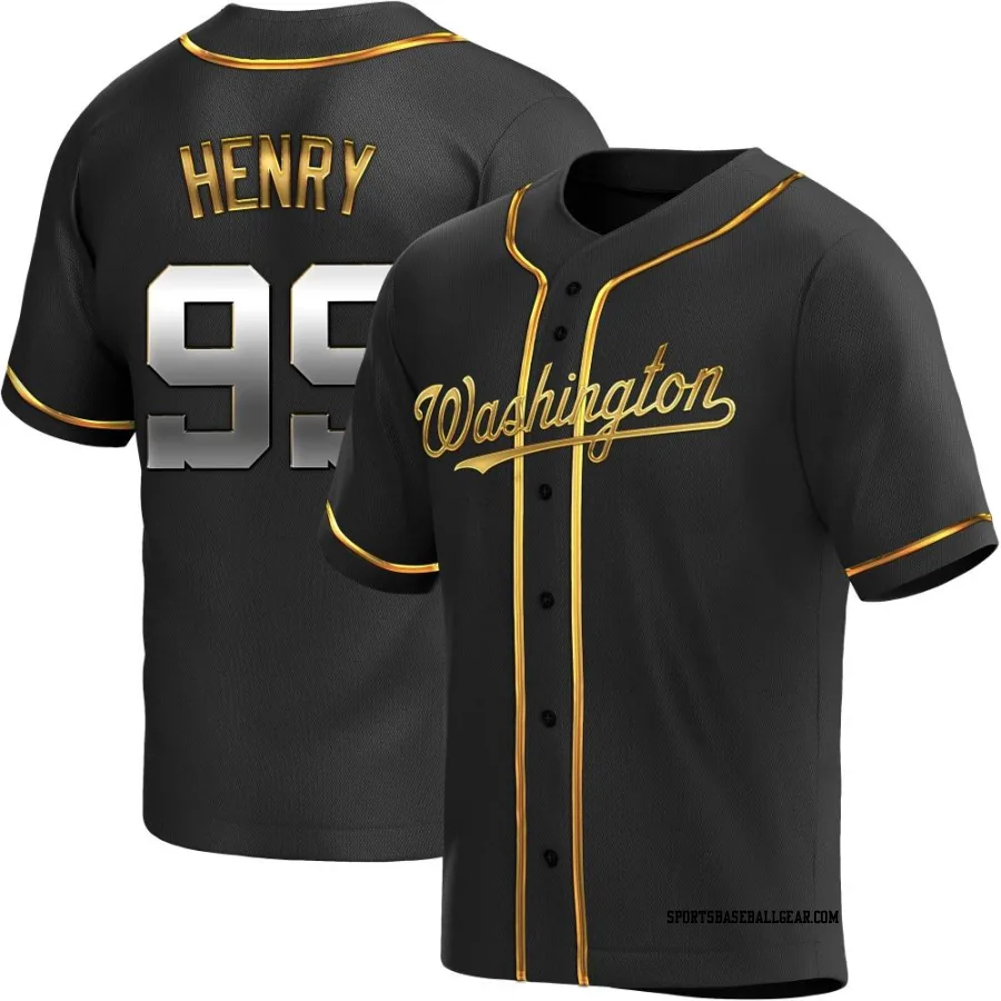 Cole Henry Youth Washington Nationals Black Golden Replica Alternate Jersey