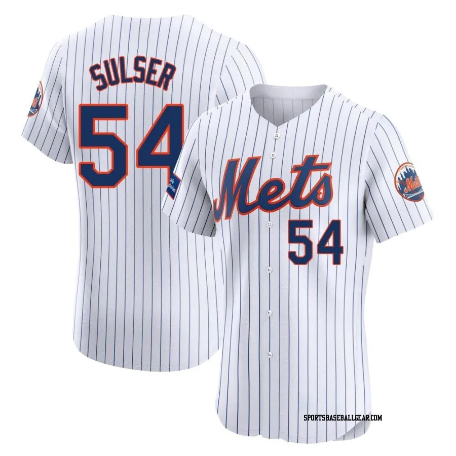 Cole Sulser Men's New York Mets White Elite Home Patch Jersey