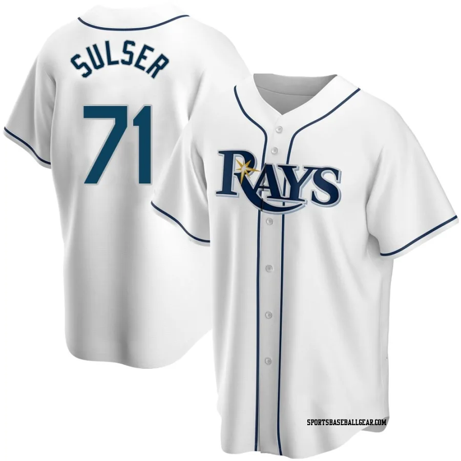 Cole Sulser Men's Tampa Bay Rays White Replica Home Jersey