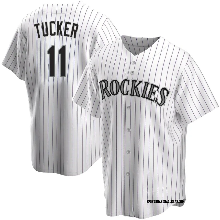 Cole Tucker Men's Colorado Rockies White Replica Home Jersey