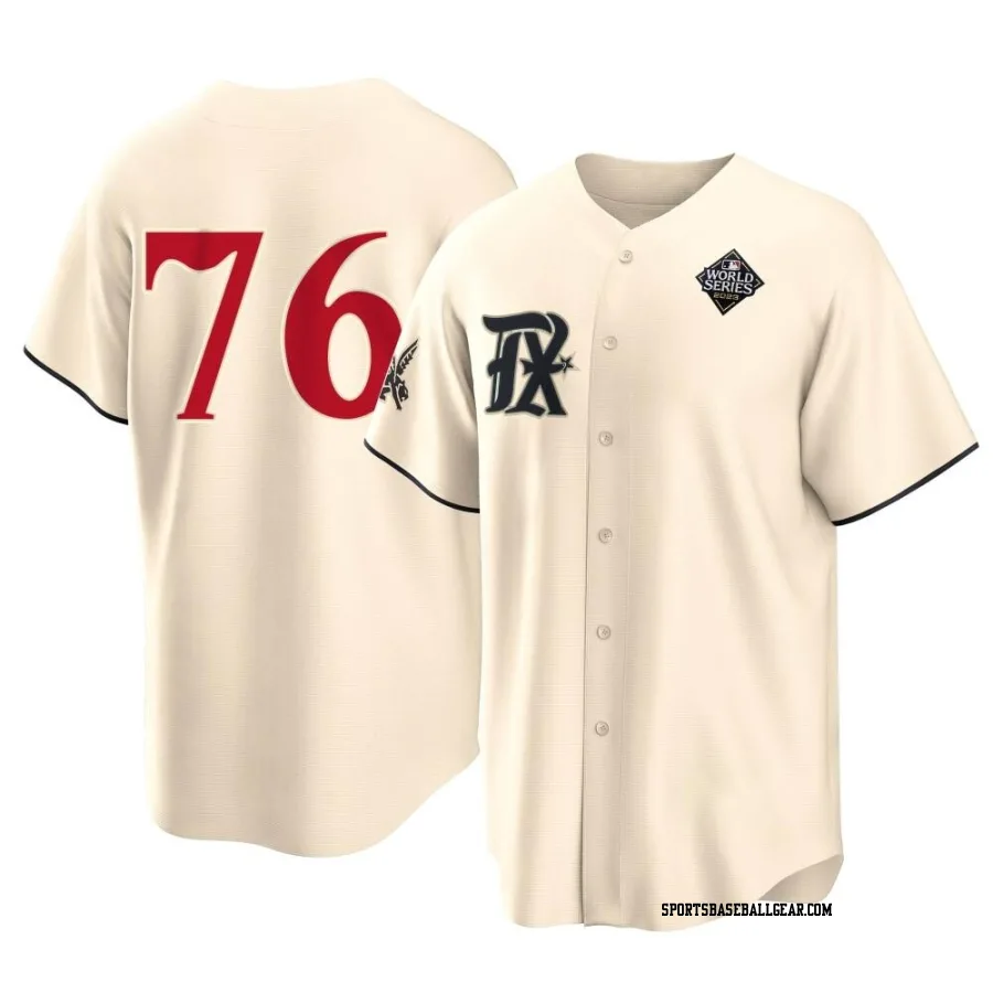 Cole Winn Men's Texas Rangers Cream Replica 2023 City Connect 2023 World Series Jersey