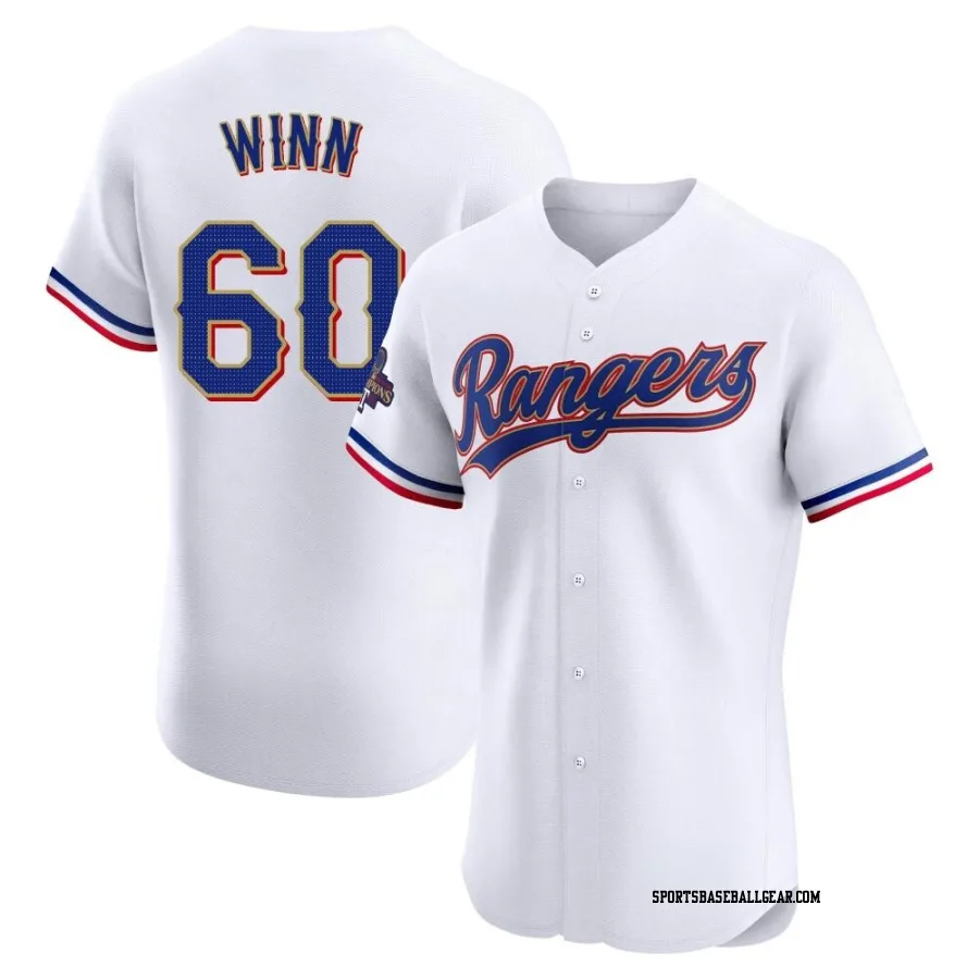 Cole Winn Men's Texas Rangers Gold Elite White 2024 Collection Jersey