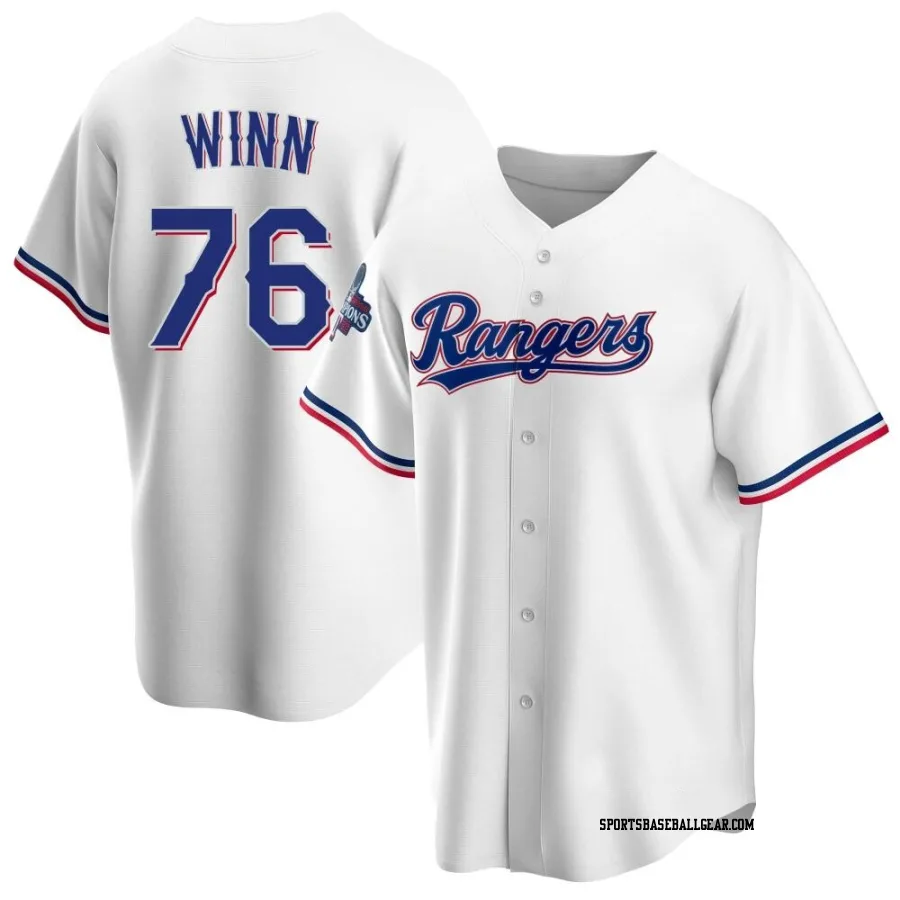 Cole Winn Men's Texas Rangers White Replica Home 2023 World Series Champions Jersey