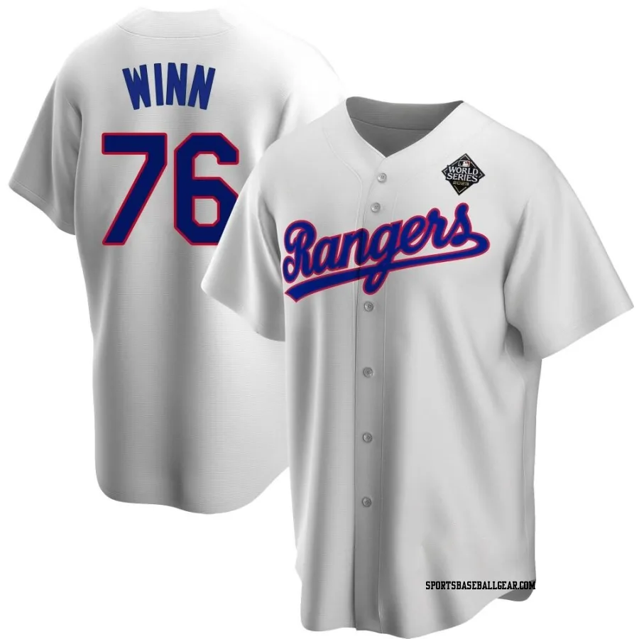 Cole Winn Men's Texas Rangers White Replica Home Cooperstown Collection 2023 World Series Jersey