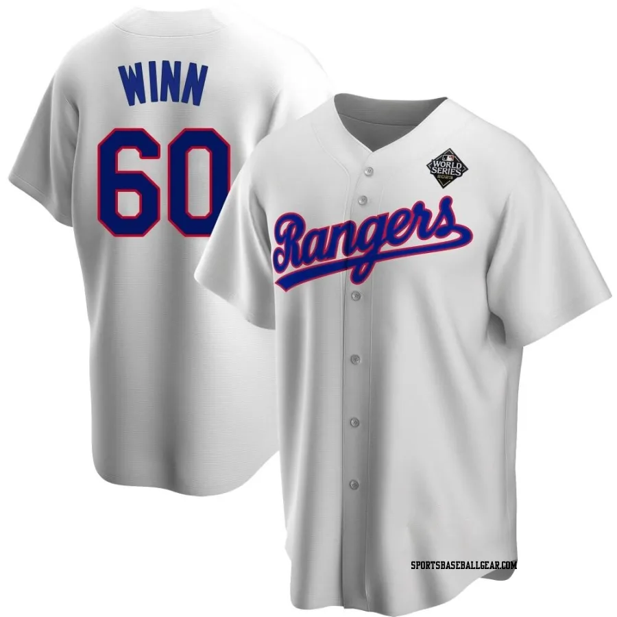 Cole Winn Men's Texas Rangers White Replica Home Cooperstown Collection 2023 World Series Jersey