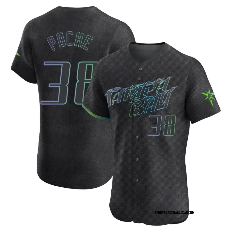 Colin Poche Men's Tampa Bay Rays Charcoal Elite 2024 City Connect Jersey