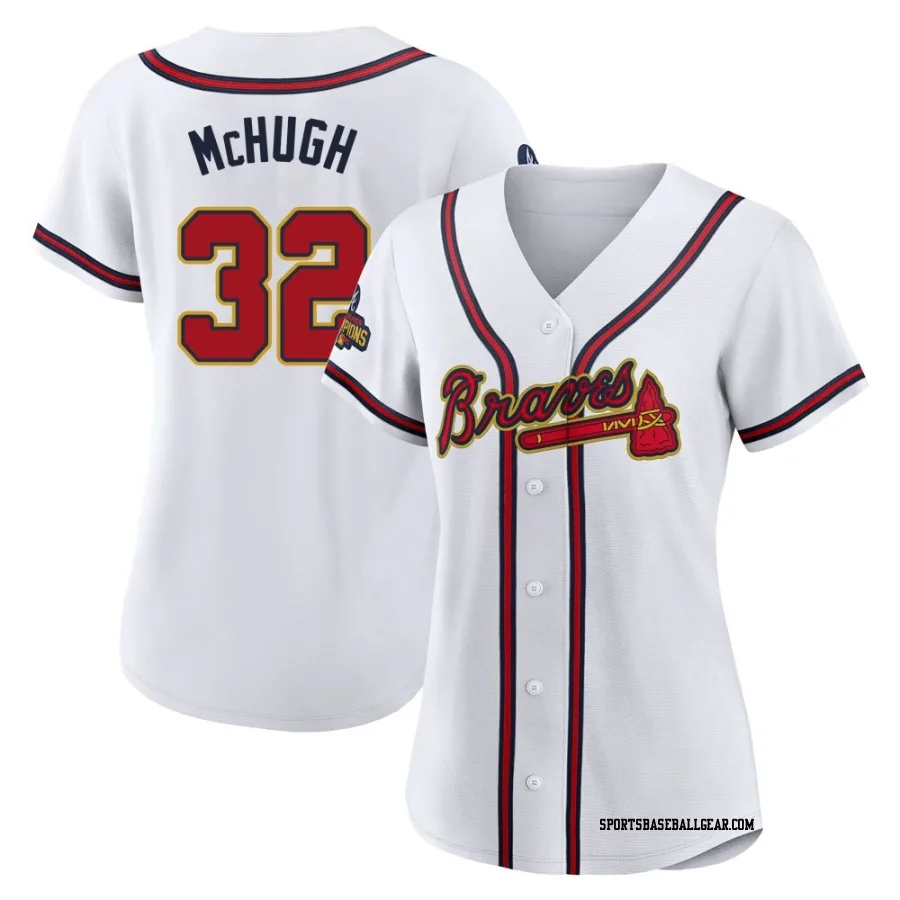 Collin McHugh Women's Atlanta Braves Gold Replica White 2022 Program Jersey