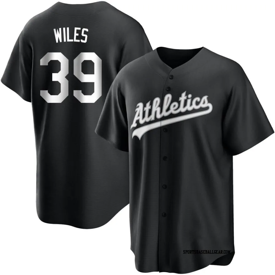 Collin Wiles Men's Oakland Athletics Black/White Replica Jersey