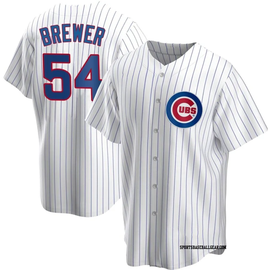 Colten Brewer Men's Chicago Cubs White Replica Home Jersey