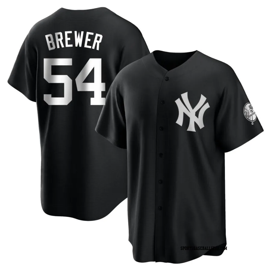 Colten Brewer Men's New York Yankees Black/White Replica Jersey