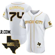 Colton Gordon Men's Houston Astros White/Gold Authentic 2023 Space City Ready 2 Reign Flex Base Jersey