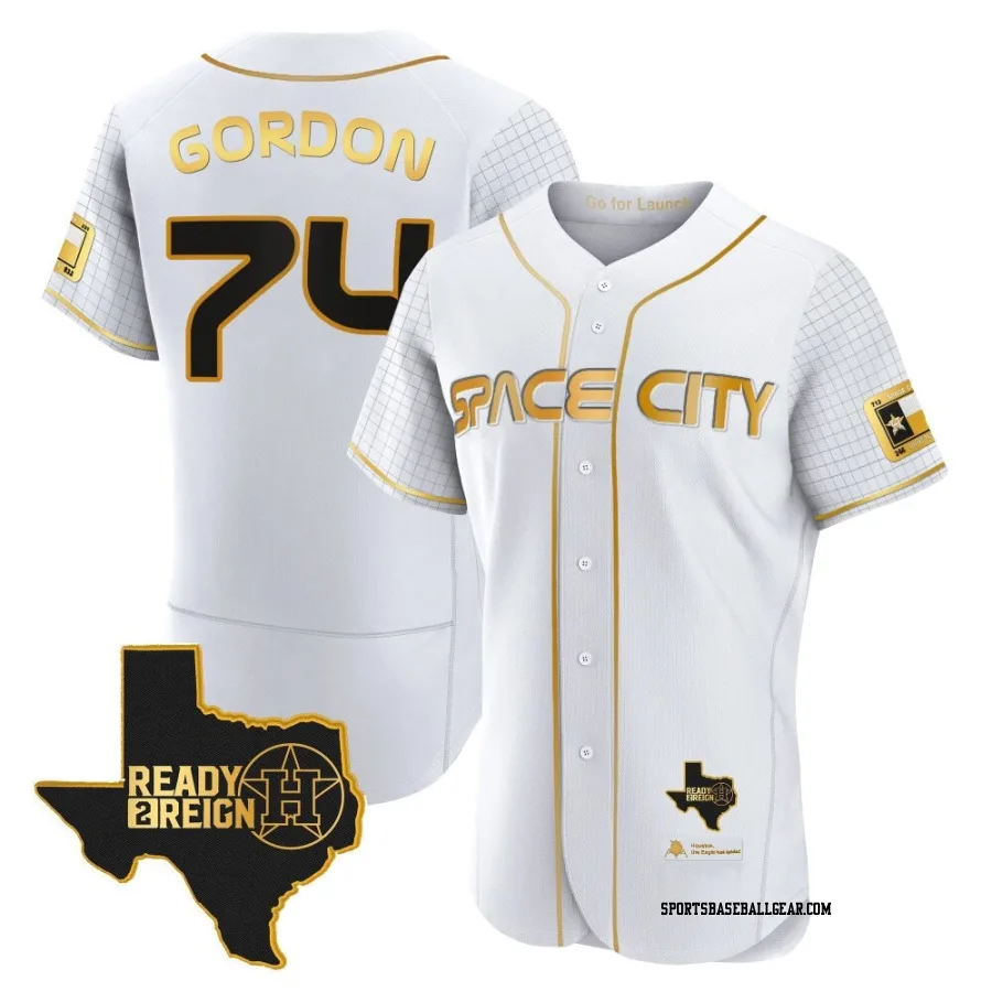 Colton Gordon Men's Houston Astros White/Gold Authentic 2023 Space City Ready 2 Reign Flex Base Jersey