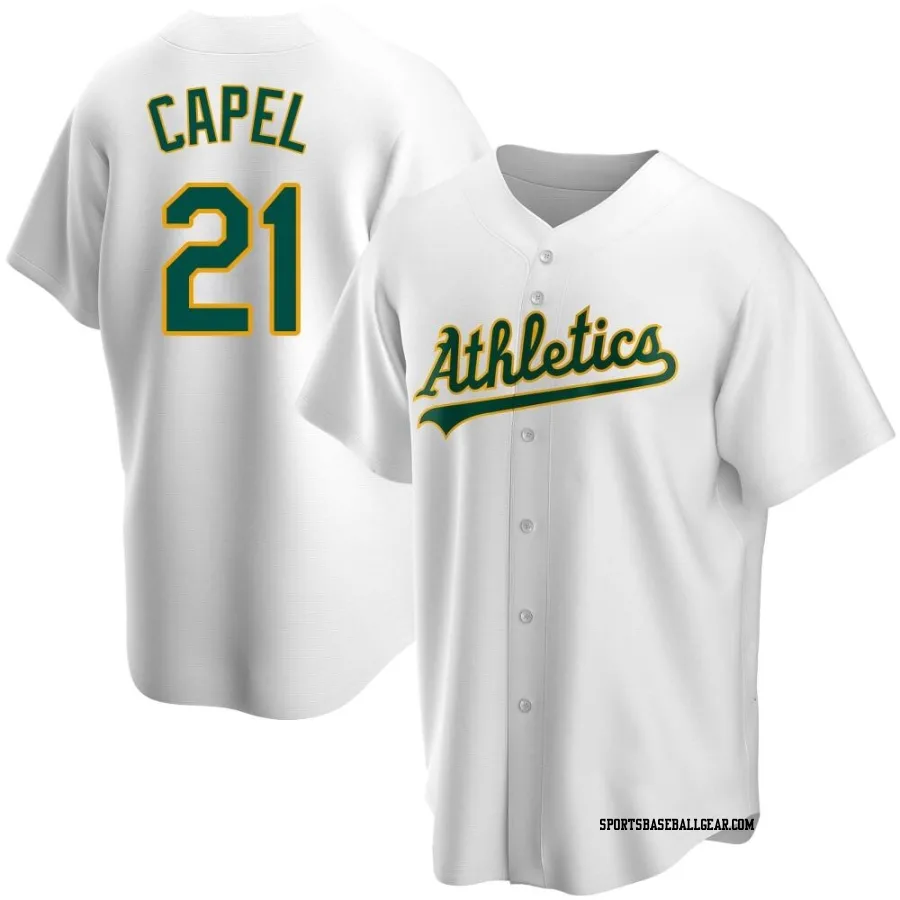 Conner Capel Men's Oakland Athletics White Replica Home Jersey