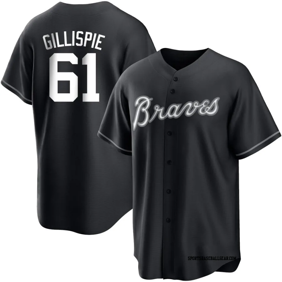 Connor Gillispie Men's Atlanta Braves Black/White Replica Jersey